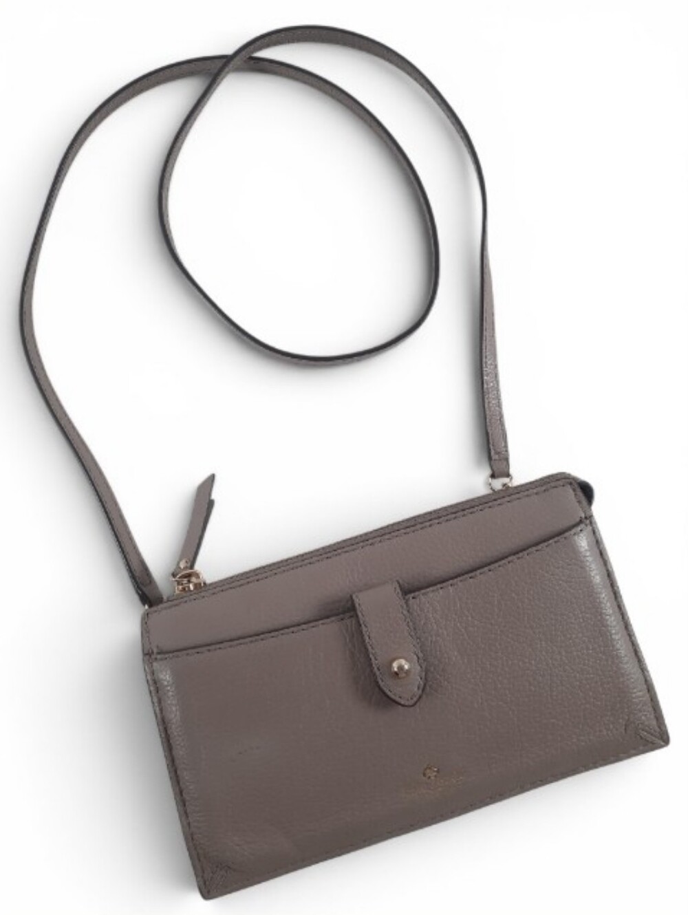 KATE SPADE Mulberry Street Alegra Convertible Crossbody Clutch Leather Taupe